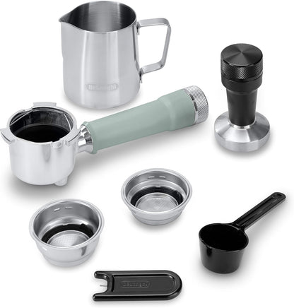 De'Longhi Dedica Duo EC890.GR, Barista Coffee Machine with Pump, Espresso and Cold Brew, Manual Machine with LatteArt Steam Rod, 15 cm Wide, 2 Espresso, Touch Screen, Cup up to 13 cm 1 L 1450 W EC890.GR Green