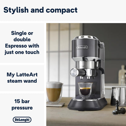 Delonghi Dedica Arte Espresso Machine , 1350 Watt, Metal - EC885 GY