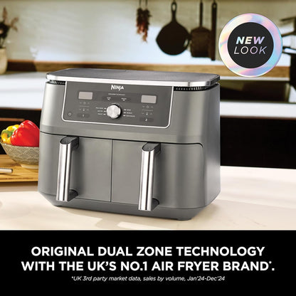 Ninja MAX Digital Airfryer Dual Zone 2 Drawer, 2470 Watts, 9.5 Liters, Gray – DZ400
