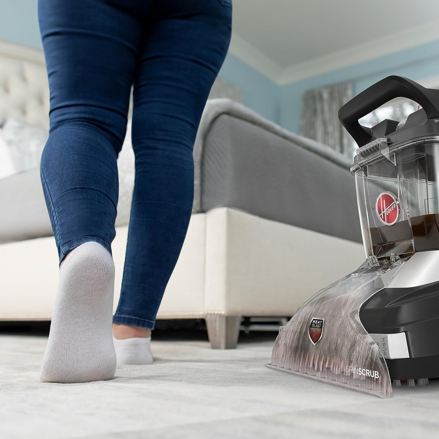 Hoover Carpet Washer Power Scrub Xl+ With Spinscrub Technology Quick Dry Time, FH68002, 4.5 L 1200 W CDCW-PSME Black/Silver
