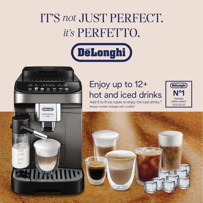 Delonghi- Magnifica EVO Bean to Cup Fully Automatic Coffee Machine, Traditional Milk Frother, Built In Grinder, ECAM290.81.TB, Titanium & Black,