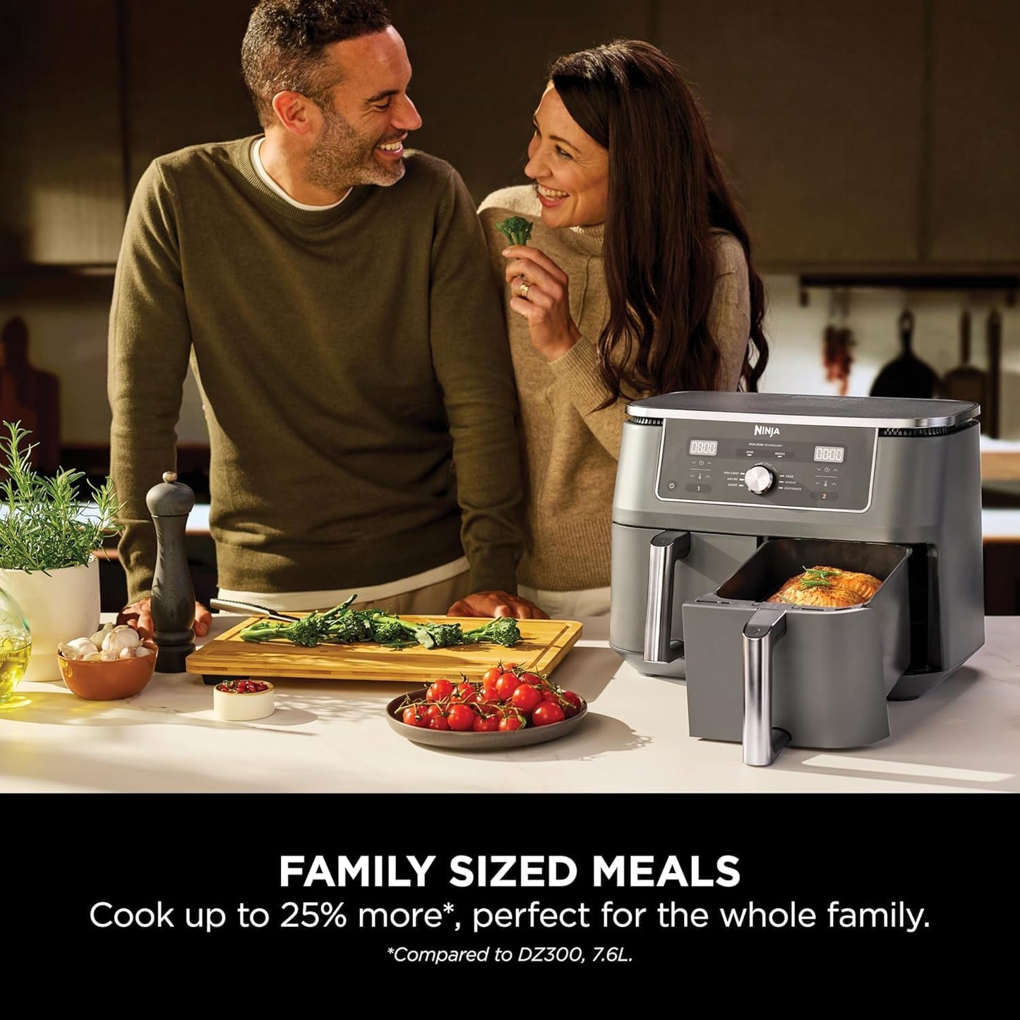 Ninja MAX Digital Airfryer Dual Zone 2 Drawer, 2470 Watts, 9.5 Liters, Gray – DZ400