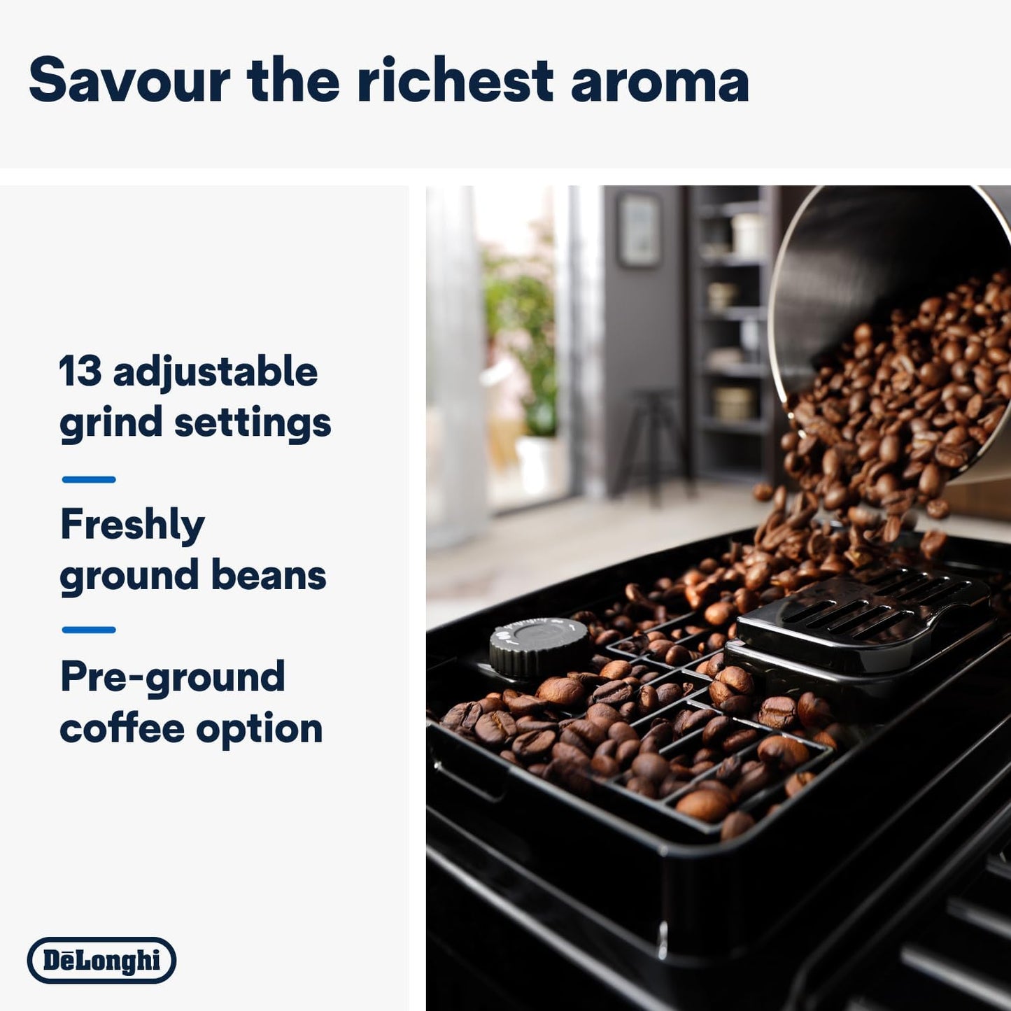 De'Longhi Fully Automatic Coffee Machine MAGNIFICA START Bean to Cup Espresso Machine, 6+ Functions for Espresso, Americano, Cappuccino, Latte, Macchiato & More Recipes ECAM220.60.B