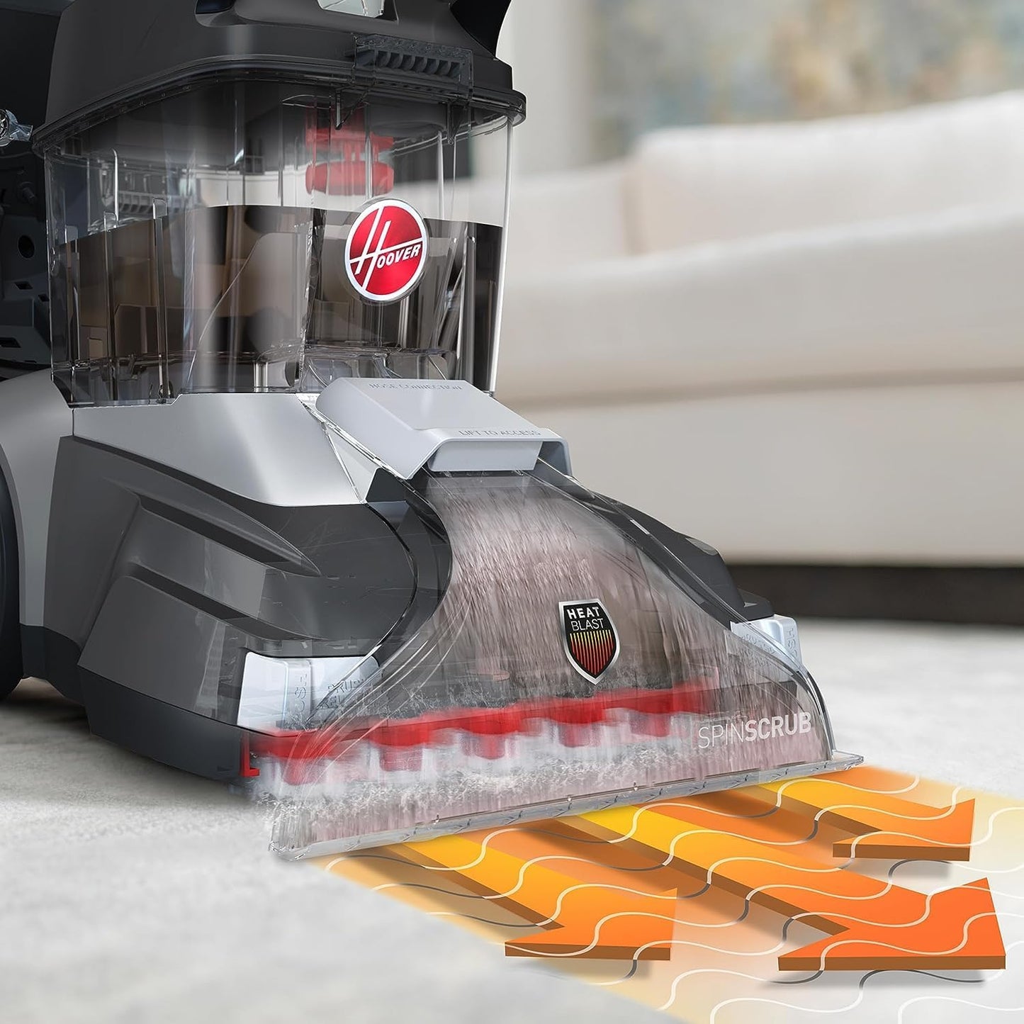 Hoover Carpet Washer Power Scrub Xl+ With Spinscrub Technology Quick Dry Time, FH68002, 4.5 L 1200 W CDCW-PSME Black/Silver