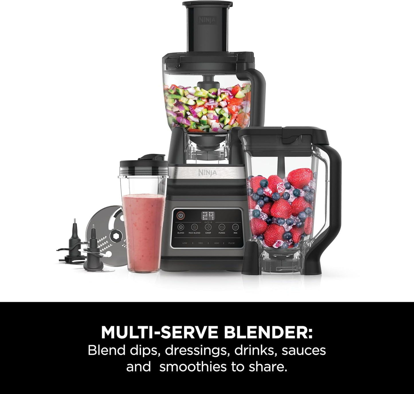 Ninja 3in1 Food Processor Kitchen System, 1200W, Black – BN801ME