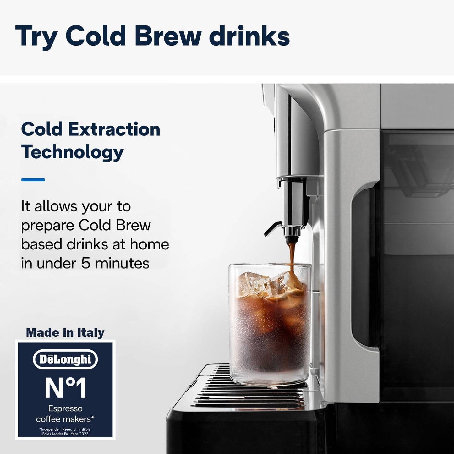 De'Longhi Eletta Explore Coffee Maker Bean To Cup Espresso Machine, +50 Hot & Cold Drinks , 1450 Watt - ECAM450.86.T