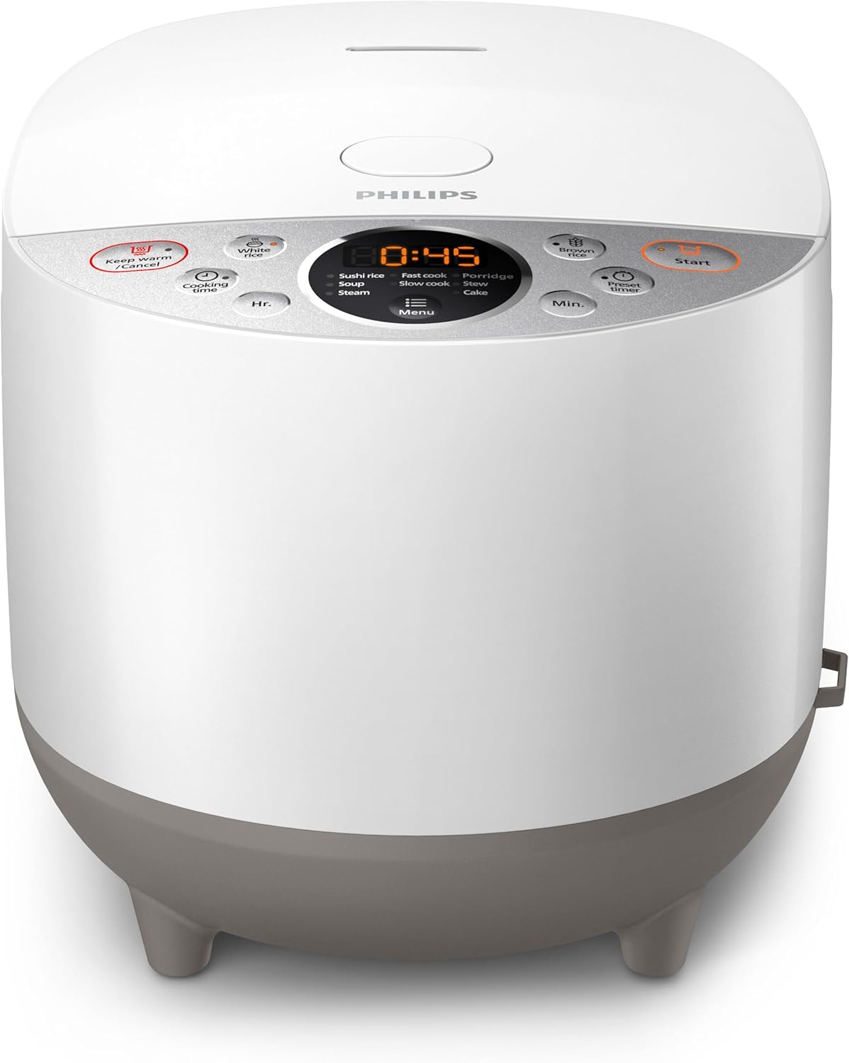 Philips Digital Rice Cooker - Smart 3D Heating, 10 Preset Programs, Multifucntion, Automatic Keep Warm Function, 1.8 L 940 W HD4515/55 White