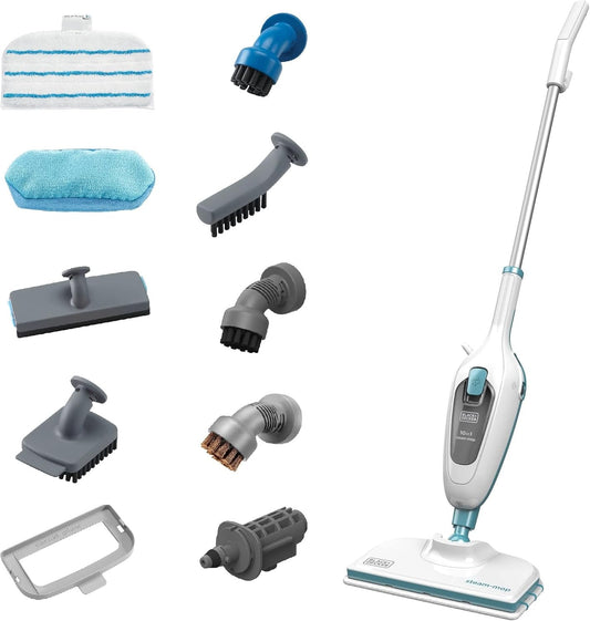 Black & Decker 1300W 10-in-1 Electric Steam Mop with 10 attachments White FSMH13E10-B5