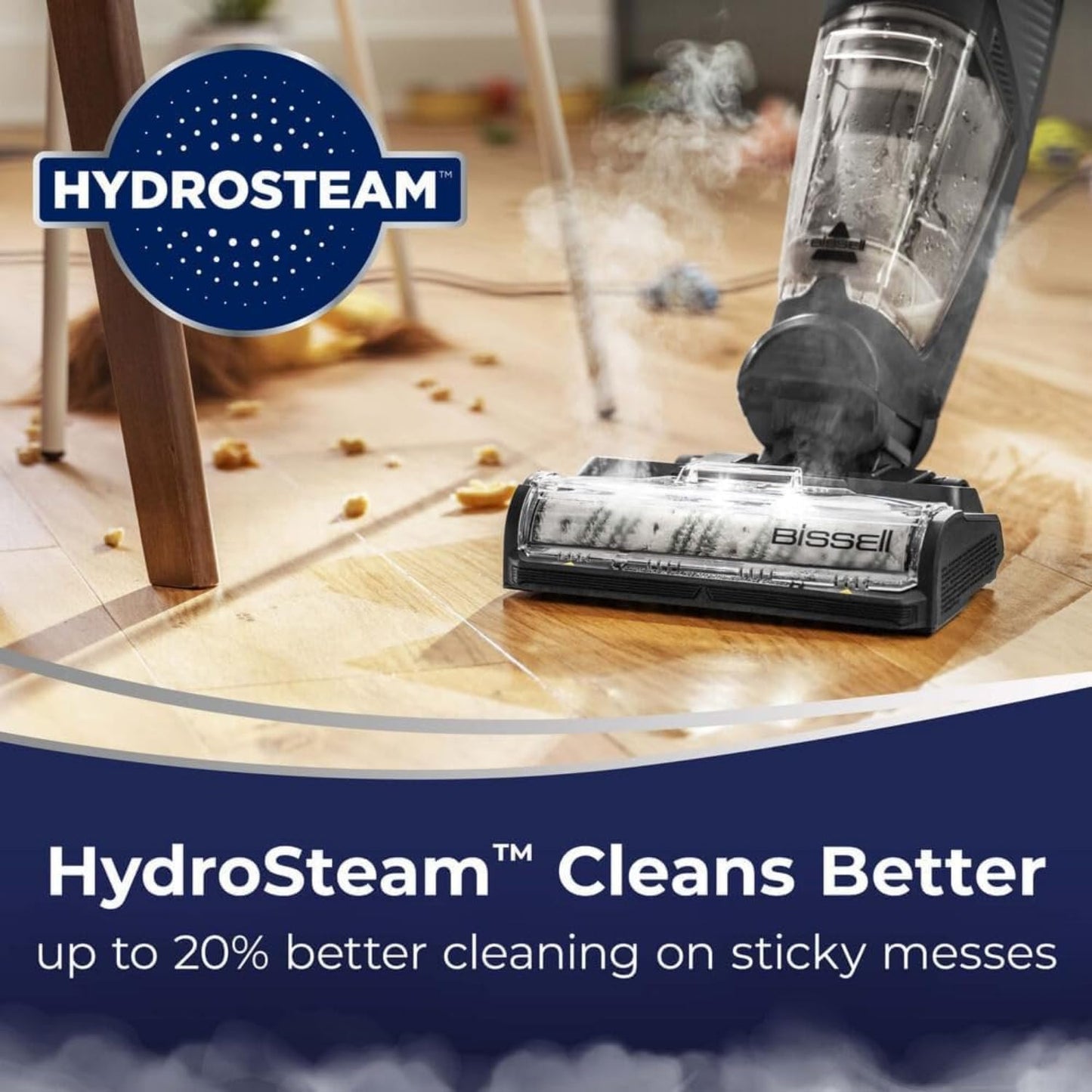 Bissell Crosswave Hydrosteam All-in-One Wet and Dry Vacuum Cleaner: HydroSteam™ Technology, Tangle-Free Design, Multi-Surface Cleaning for Hard Floors 1100 W 3527E Titanium/Black