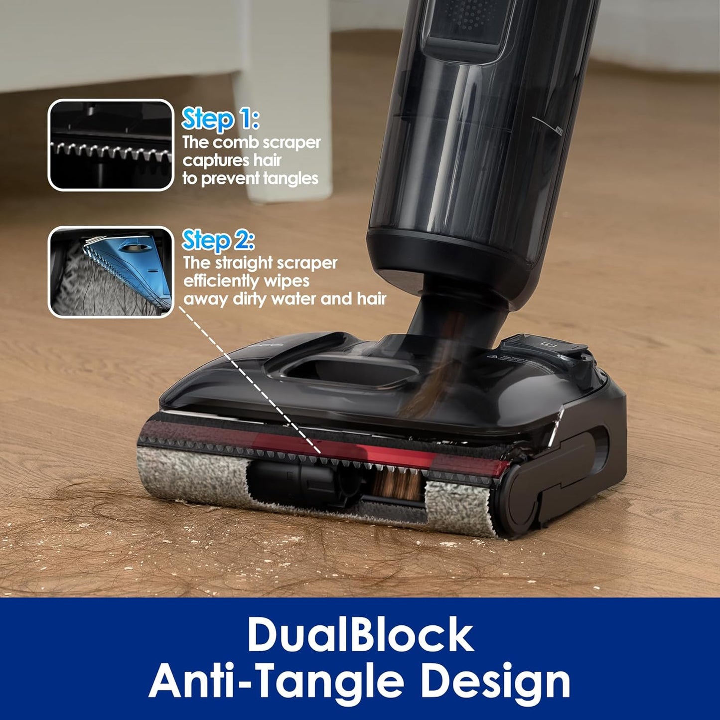Tineco Floor ONE S7 Stretch Cordless Wet Dry Vacuum Cleaner, 180°Lay-Flat Anti-Tangle Design, 50 Minutes Runtime, 185℉ Flashdry Self-Cleaning, Dual-Sided Edge Cleaning Floor Cleaner