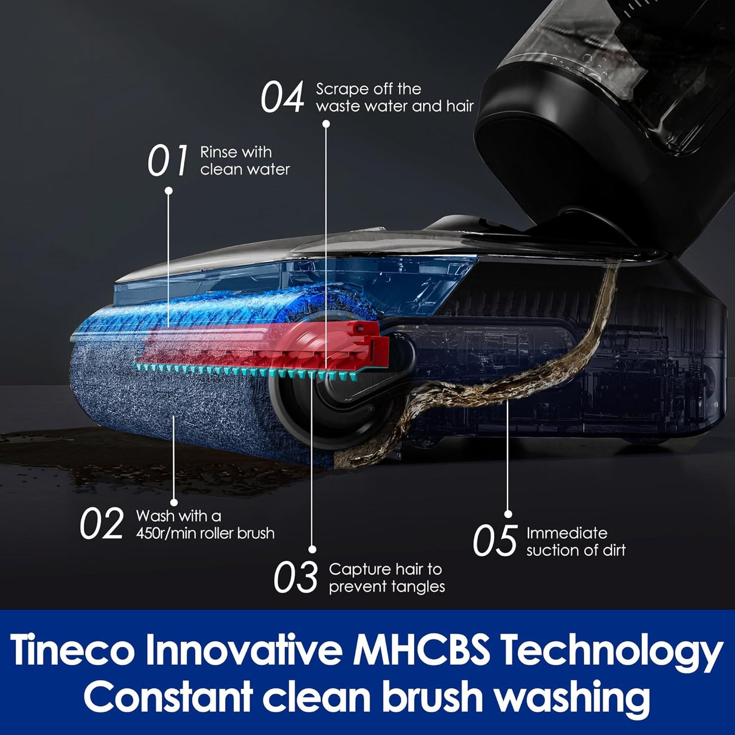 Tineco Floor ONE S7 Stretch Cordless Wet Dry Vacuum Cleaner, 180°Lay-Flat Anti-Tangle Design, 50 Minutes Runtime, 185℉ Flashdry Self-Cleaning, Dual-Sided Edge Cleaning Floor Cleaner