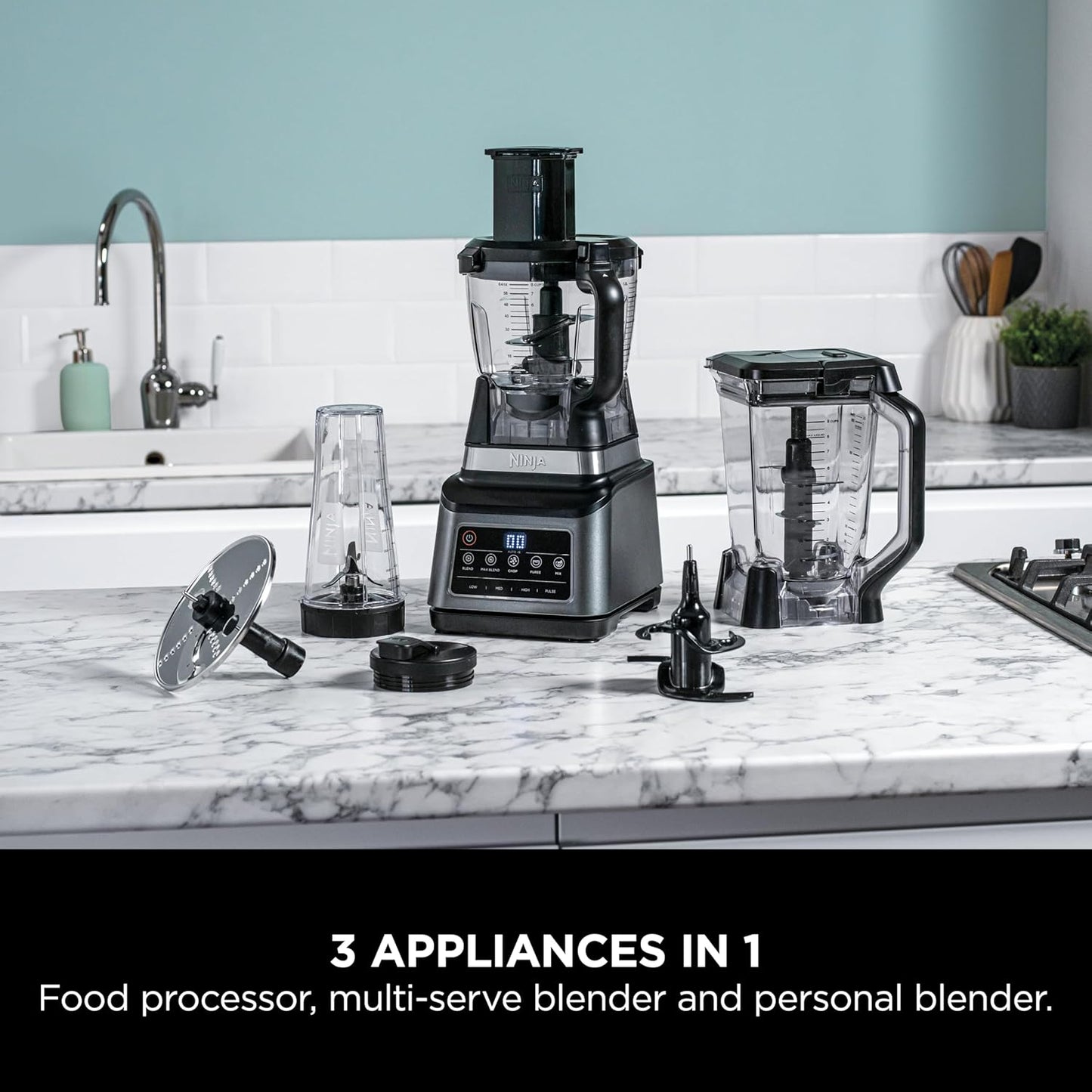 Ninja 3in1 Food Processor Kitchen System, 1200W, Black – BN801ME