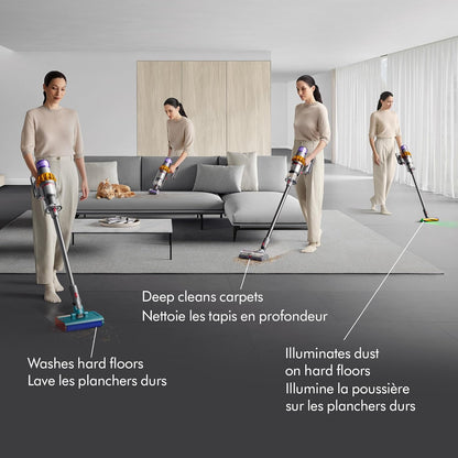 Dyson V15s Detect Submarine Vacuum Cleaner, Yellow/Nickel