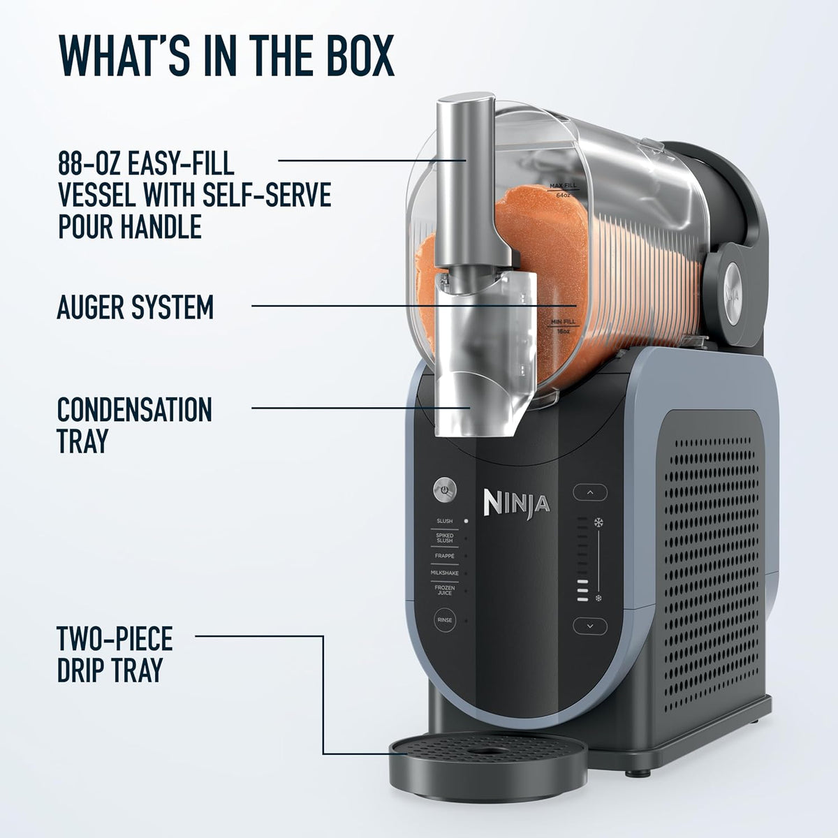 Ninja SLUSHi Professional Frozen Drink Maker with Rapid Chill Technology 5 Preset Programs, Frozen Margaritas, Frappés , Middle East Version 1.9 L 200 W FS301ME Black