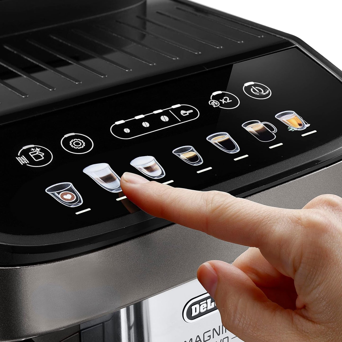 Delonghi- Magnifica EVO Bean to Cup Fully Automatic Coffee Machine, Traditional Milk Frother, Built In Grinder, ECAM290.81.TB, Titanium & Black,