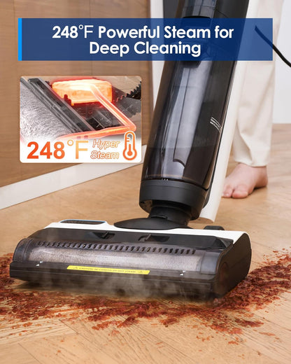 Tineco iFLOOR 5 All-in-One steam cleaner for wooden floors, ideal for sticky dirt, high temperature steam 120°C, self-cleaning