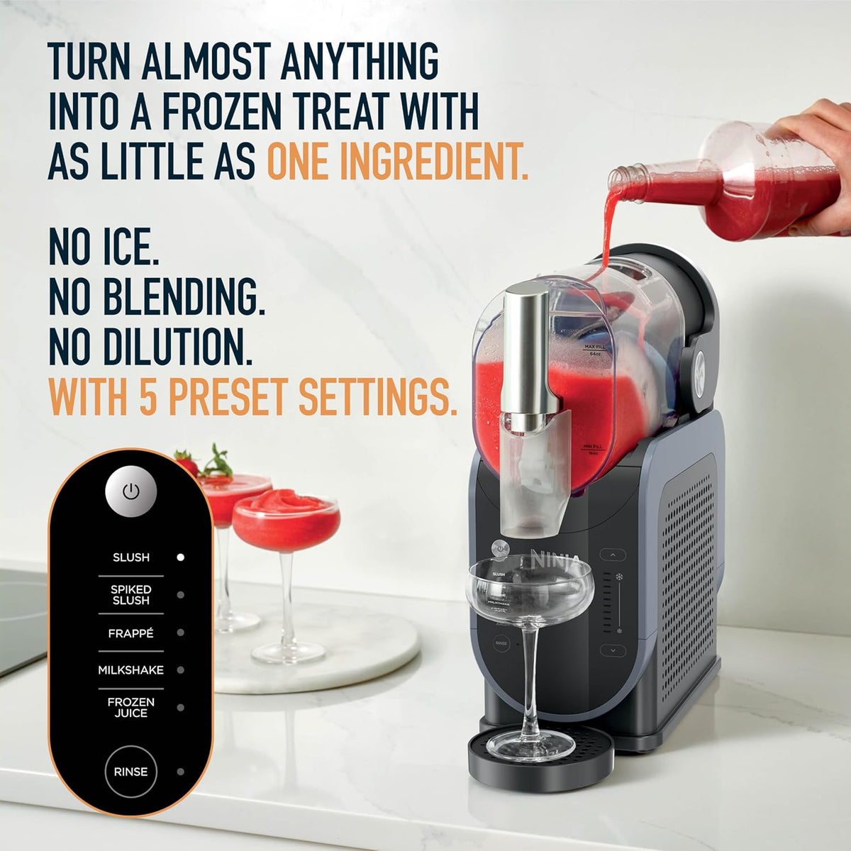 Ninja SLUSHi Professional Frozen Drink Maker with Rapid Chill Technology 5 Preset Programs, Frozen Margaritas, Frappés , Middle East Version 1.9 L 200 W FS301ME Black
