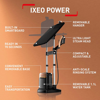 Tefal IXEO POWER Garment Steamer , 1.1 Liter , 2170 Watt , Black Gold - QT2020E0
