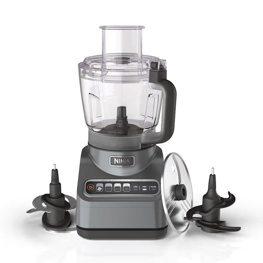 Ninja Food Processor, Professional Plus, 1000 Peak Watts, 4 Functions for Chopping, Slicing, Purees & Dough with 9-Cup Processor Bowl, 3 Blades, Food Chute & Pusher, Silver, BN601