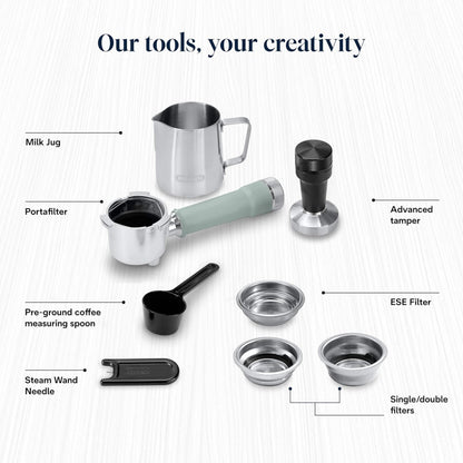 De'Longhi Dedica Duo EC890.GR, Barista Coffee Machine with Pump, Espresso and Cold Brew, Manual Machine with LatteArt Steam Rod, 15 cm Wide, 2 Espresso, Touch Screen, Cup up to 13 cm 1 L 1450 W EC890.GR Green