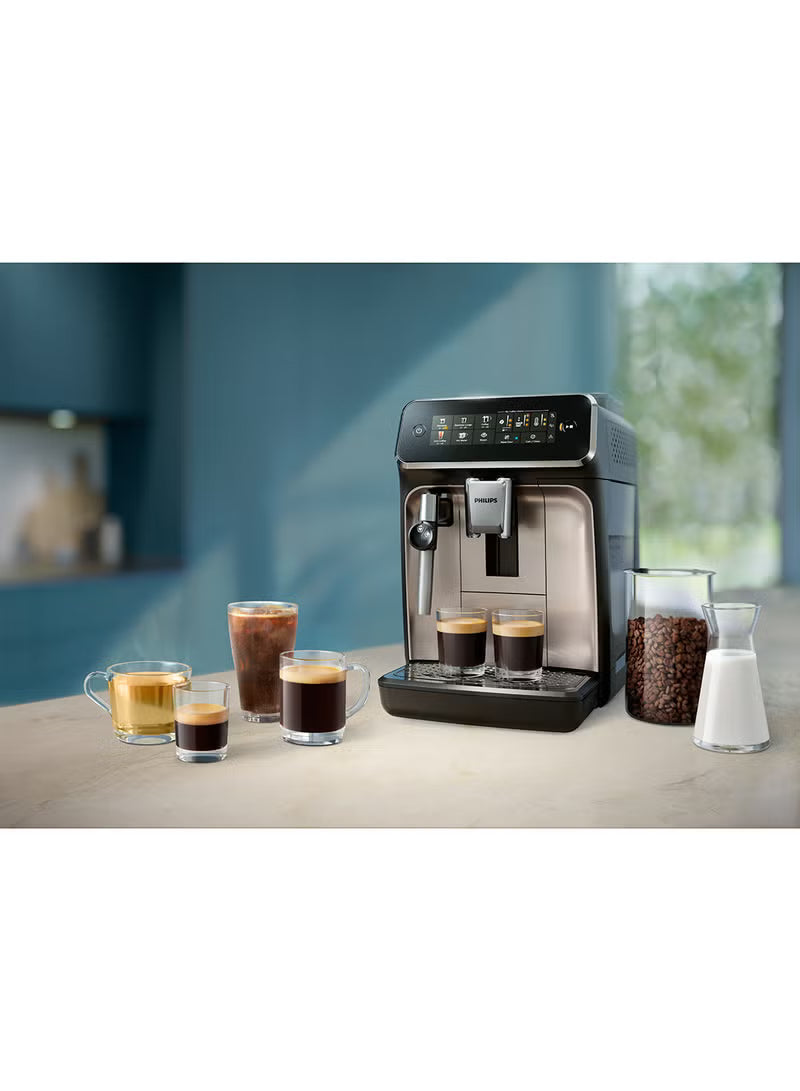 Philips 3300 Series Fully Automatic Coffee Machine - 6 Drinks, Modern Colour Touch Screen Display, LatteGo Milk System, SilentBrew, 100% Ceramic Grinder, AquaClean Filter, Black Chrome (EP3347/90)