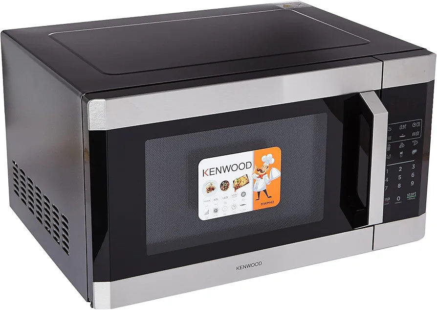 KENWOOD 42L Microwave Oven with Grill, Digital Display, 5 Power Levels, Defrost Function, Stainless Steel, Clock Function 1100W MWM42.000BK