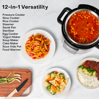Nutricook SMART POT, 8L Capacity,1500W, 12-in-1 Multi-Cooker,Pressure Cooker, Slow Cooker, Rice Cooker & More, Stainless Steel Pot SP330