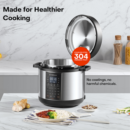 Nutricook SMART POT, 8L Capacity,1500W, 12-in-1 Multi-Cooker,Pressure Cooker, Slow Cooker, Rice Cooker & More, Stainless Steel Pot SP330