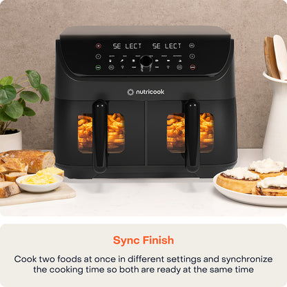 Nutricook Duo 2 vision Air Fryer, 8.5 Liters, 2400 Watt, Black