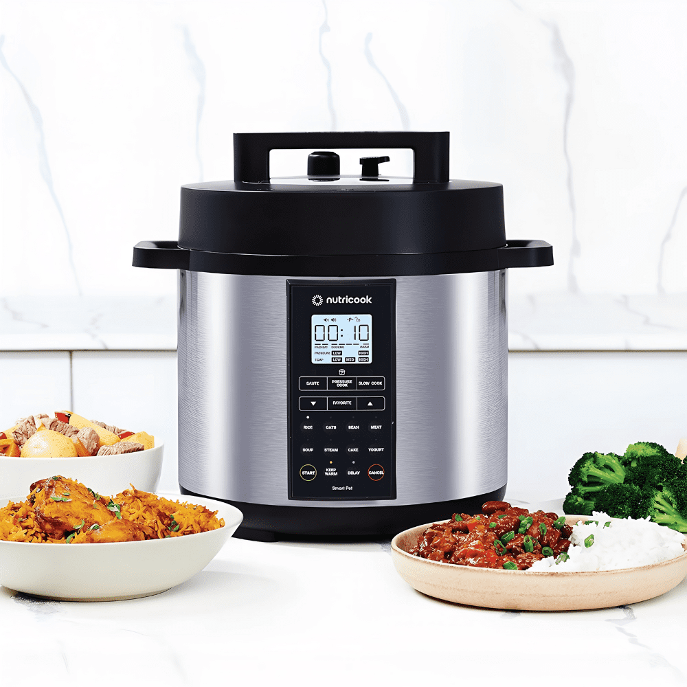 Nutricook SMART POT, 8L Capacity,1500W, 12-in-1 Multi-Cooker,Pressure Cooker, Slow Cooker, Rice Cooker & More, Stainless Steel Pot SP330