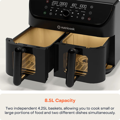 Nutricook Duo 2 vision Air Fryer, 8.5 Liters, 2400 Watt, Black