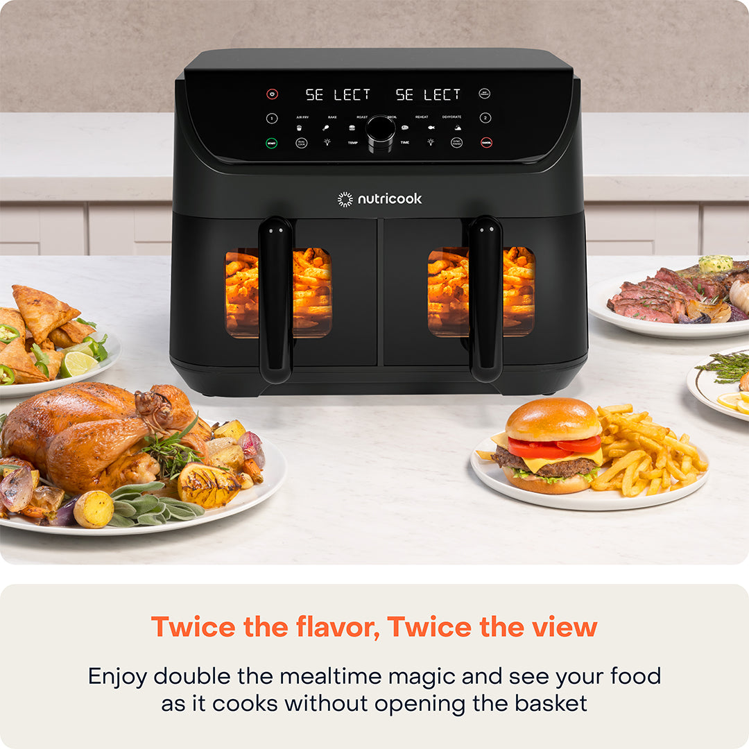 Nutricook Duo 2 vision Air Fryer, 8.5 Liters, 2400 Watt, Black