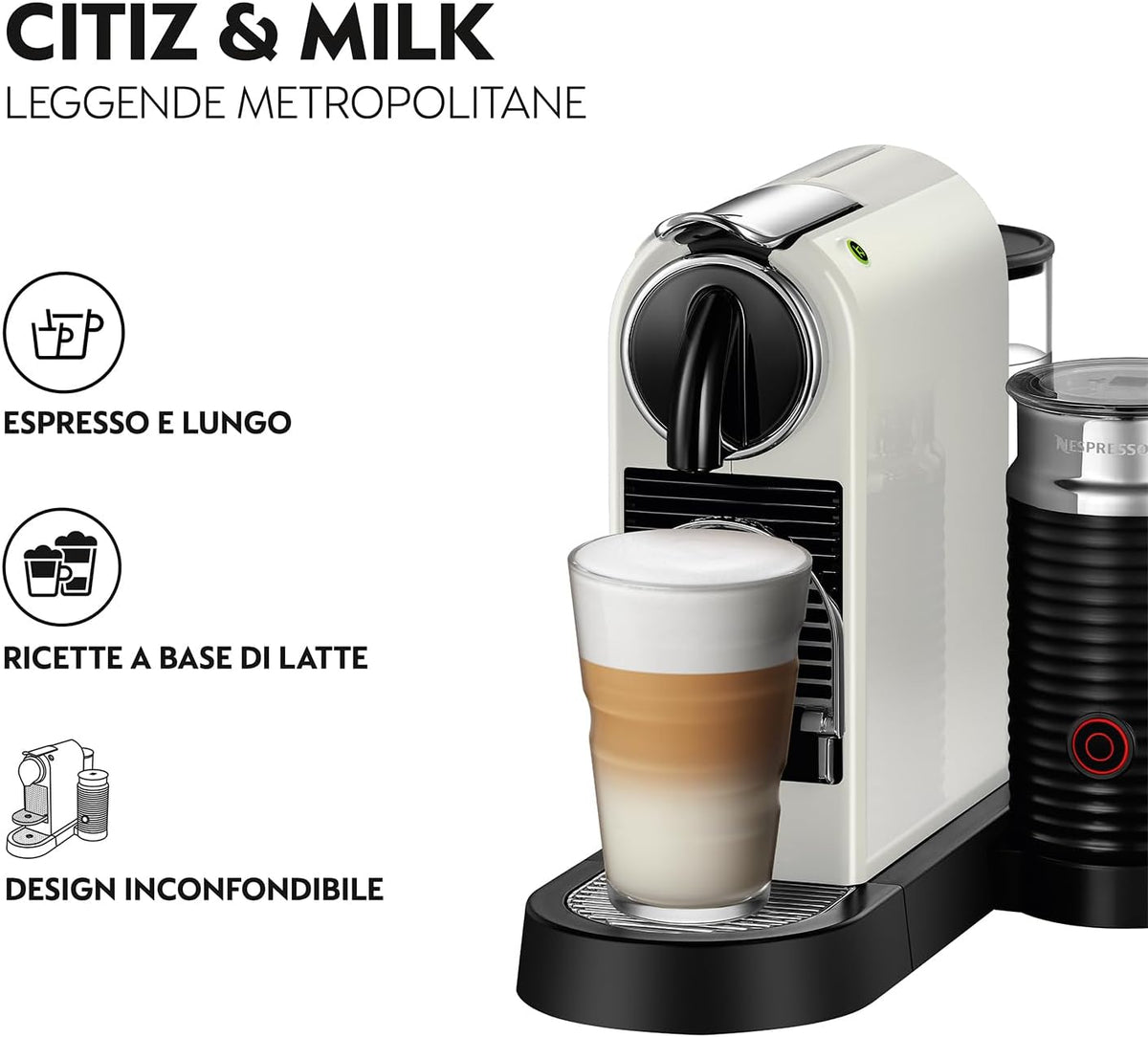 Nespresso Citiz Coffee Machine with Milk Frother - EN267 (White)