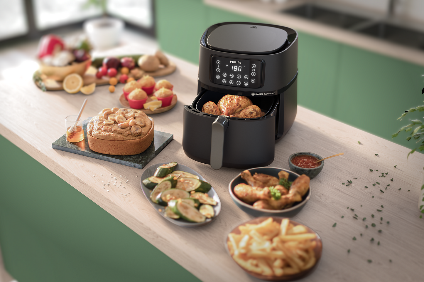 Philips 5000 Series XXL Air Fryer, 7.2 Liter, 2000 Watt, Black - HD9285/91
