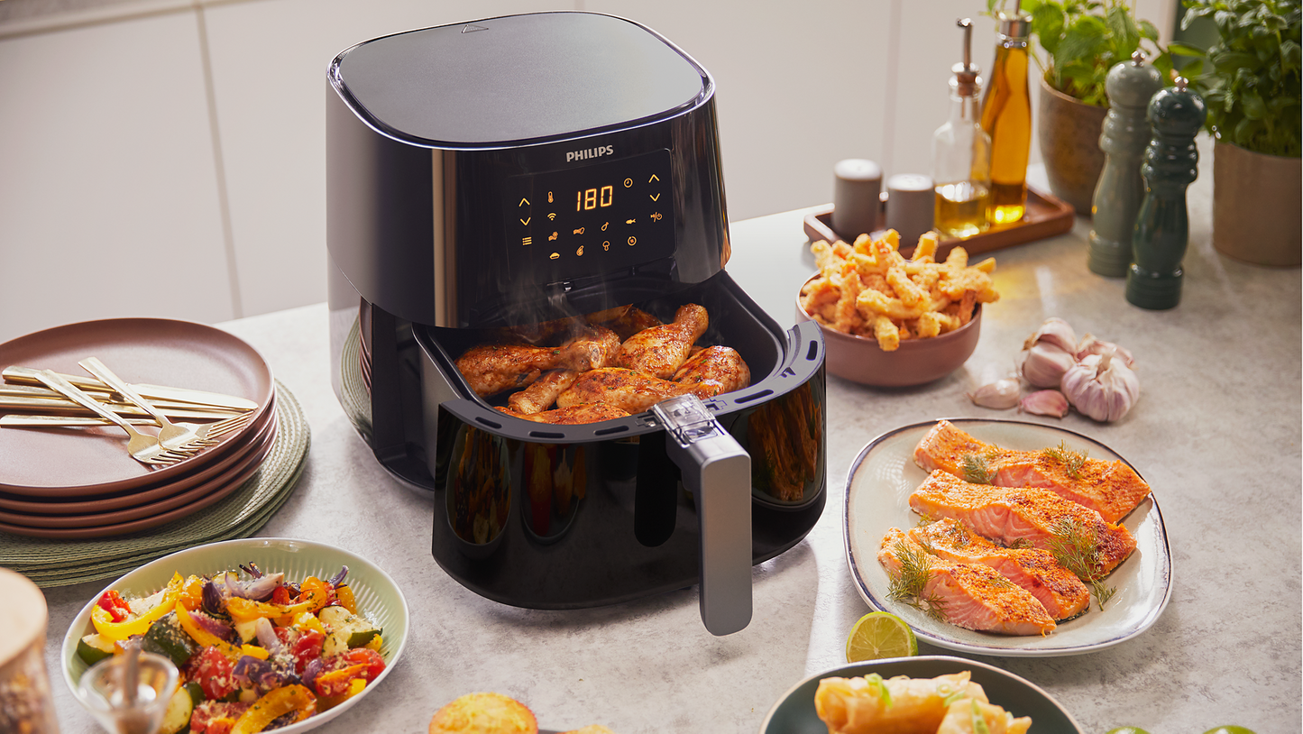 Philips Essential Air Fryer with Wi-Fi Connection, 6.2 Liters, 2000 Watt, Black - HD9280-91
