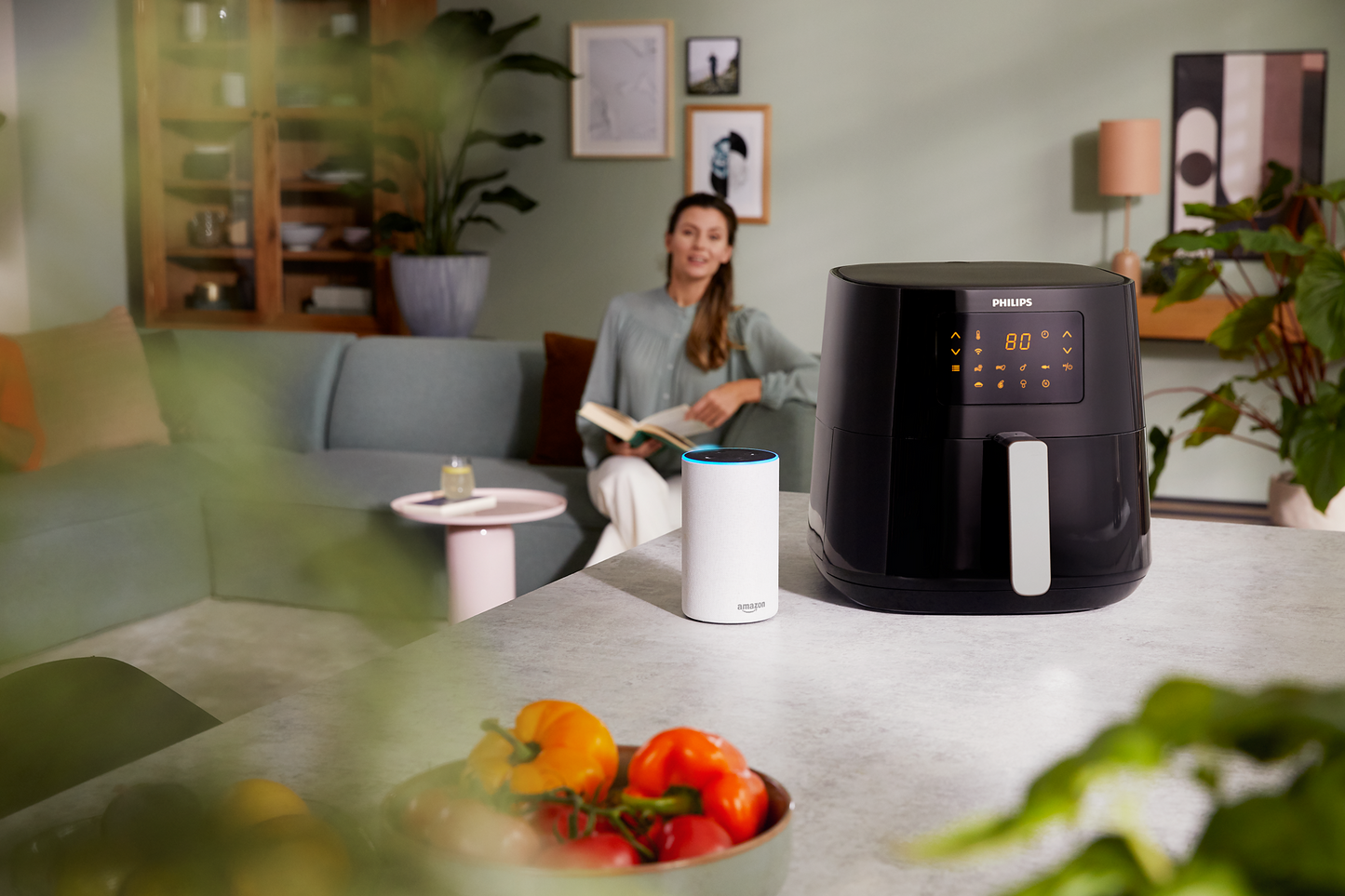 Philips Essential Air Fryer with Wi-Fi Connection, 6.2 Liters, 2000 Watt, Black - HD9280-91