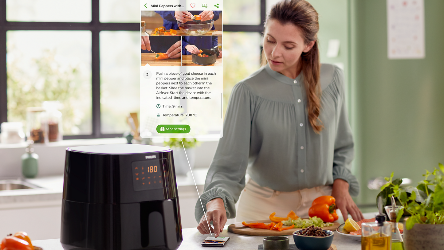 Philips Essential Air Fryer with Wi-Fi Connection, 6.2 Liters, 2000 Watt, Black - HD9280-91