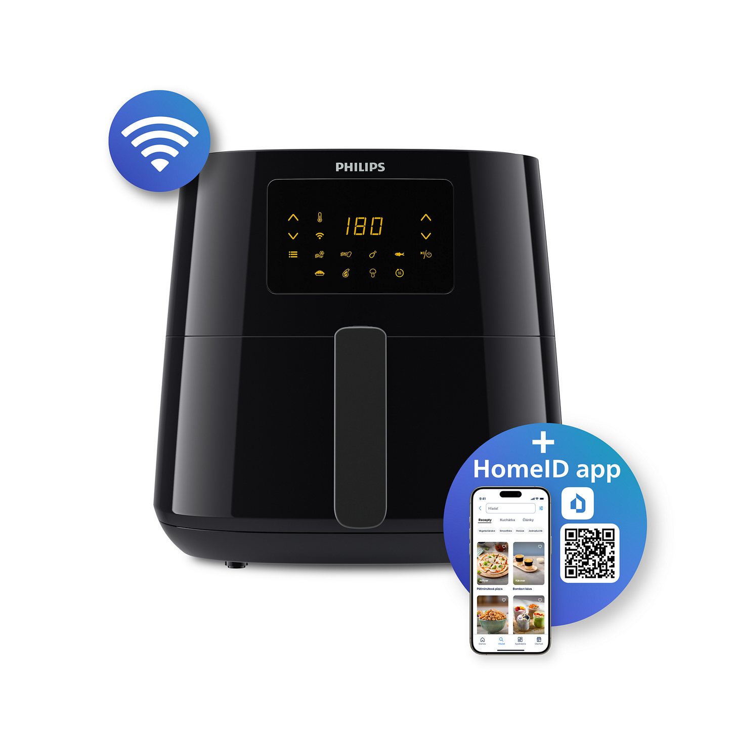 Philips Essential Air Fryer with Wi-Fi Connection, 6.2 Liters, 2000 Watt, Black - HD9280-91